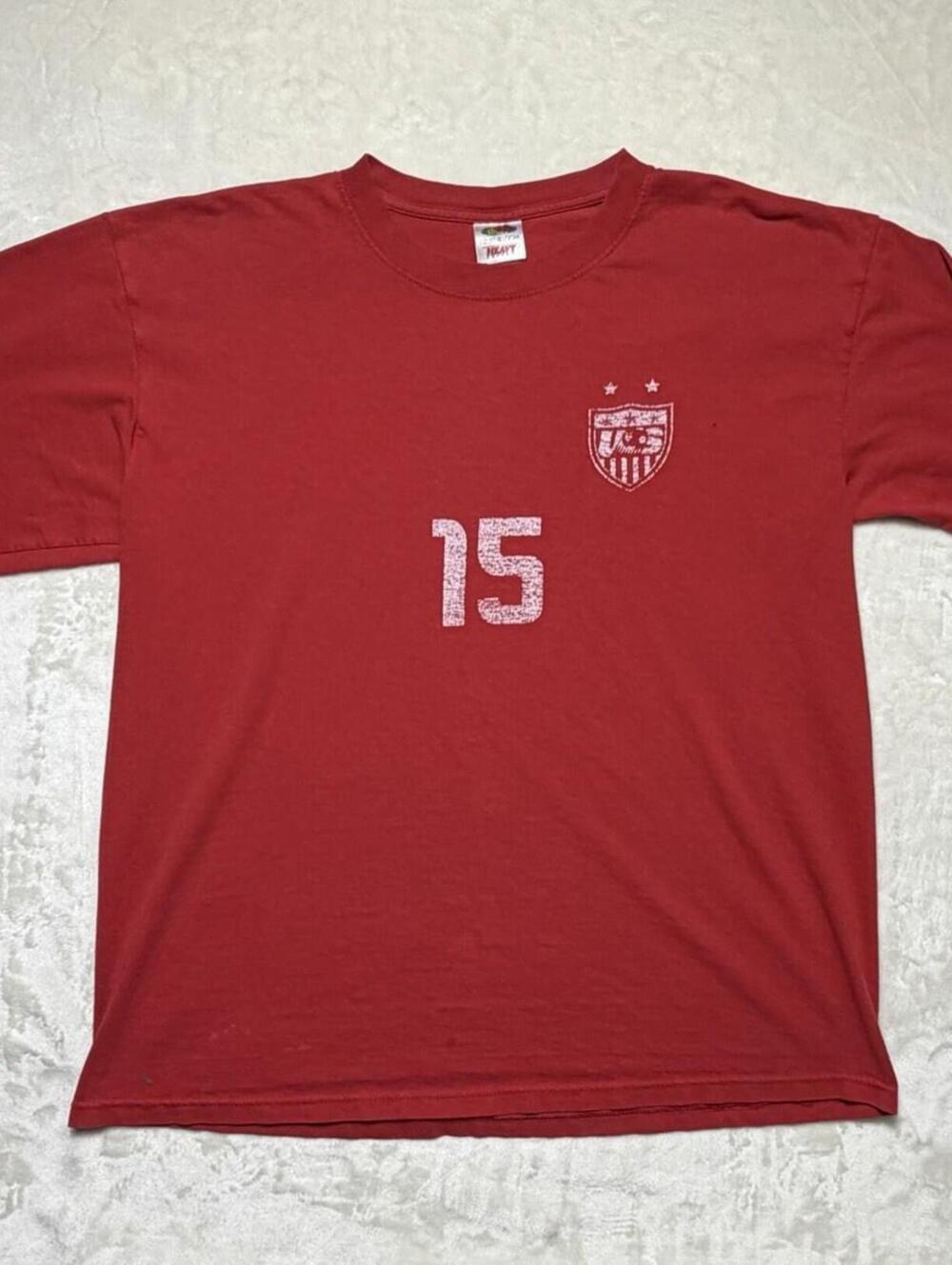 USWNT Megan Rapinoe 15 Jersey Shirt Large Red Long Sleeve Distressed Soccer Tee